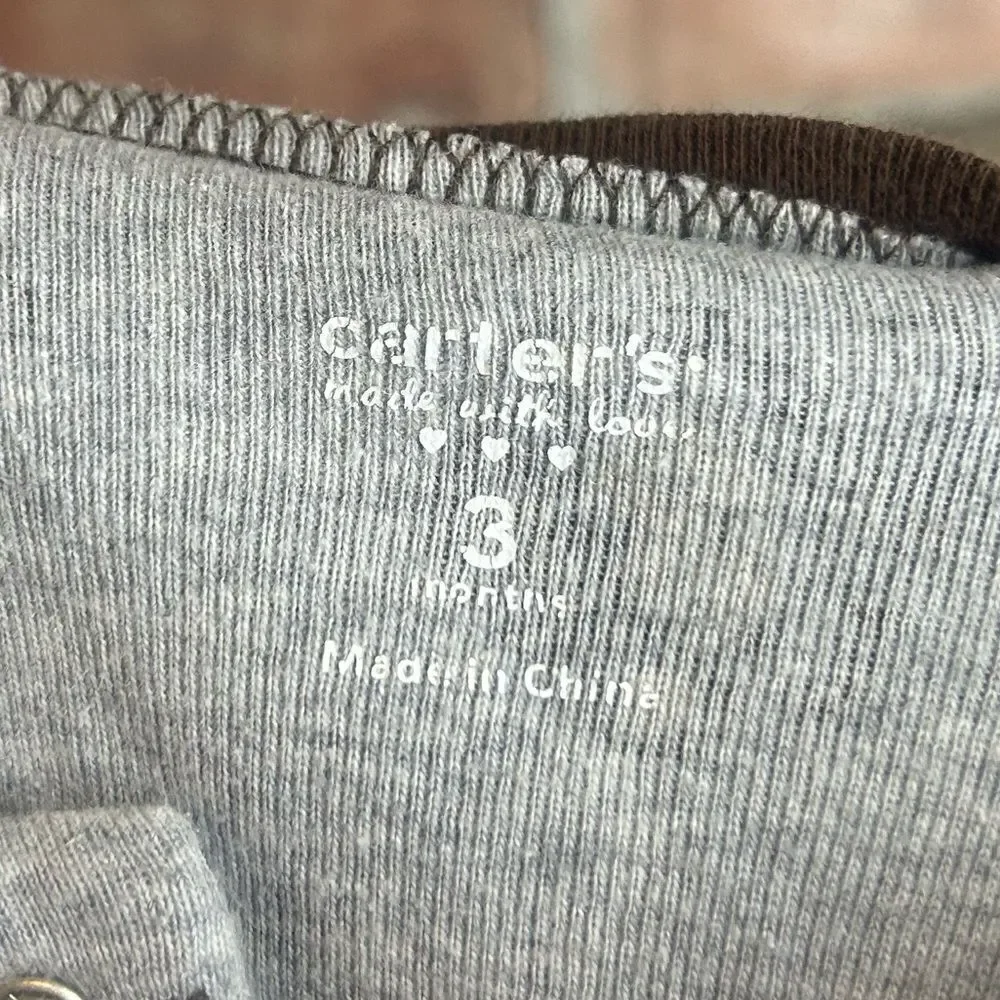 5 for $25🔥3 Months Carter's‎ Grey Monkey Footie Pajamas